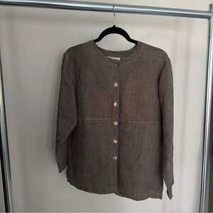 Vintage 90’s 100% Linen Long Sleeve Houndstooth Button Up Shirt